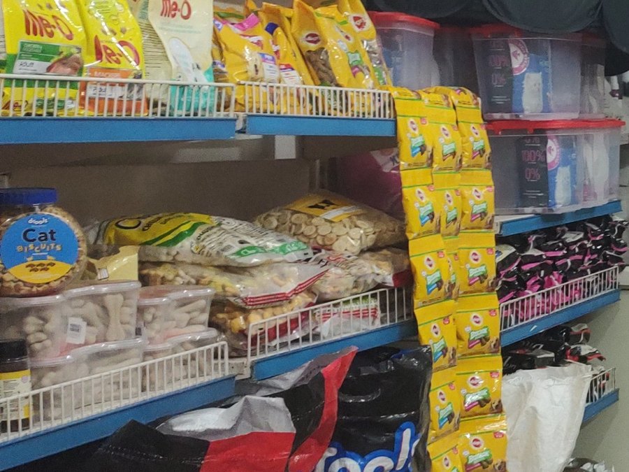 Dog biscuits, chew sticks and Me-O treats in store at Shree Swami Samarth Pets Shop, Ulhasnagar